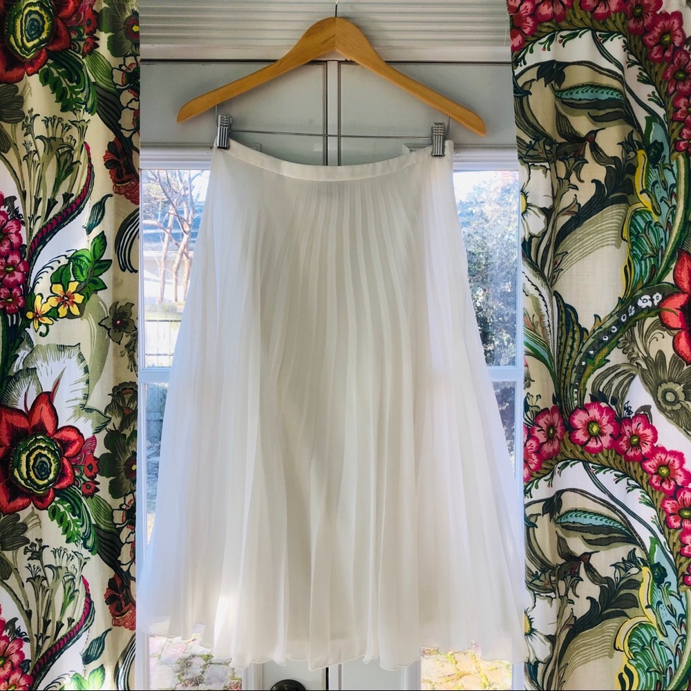 ASOS White Pleated Midi Skirt US6